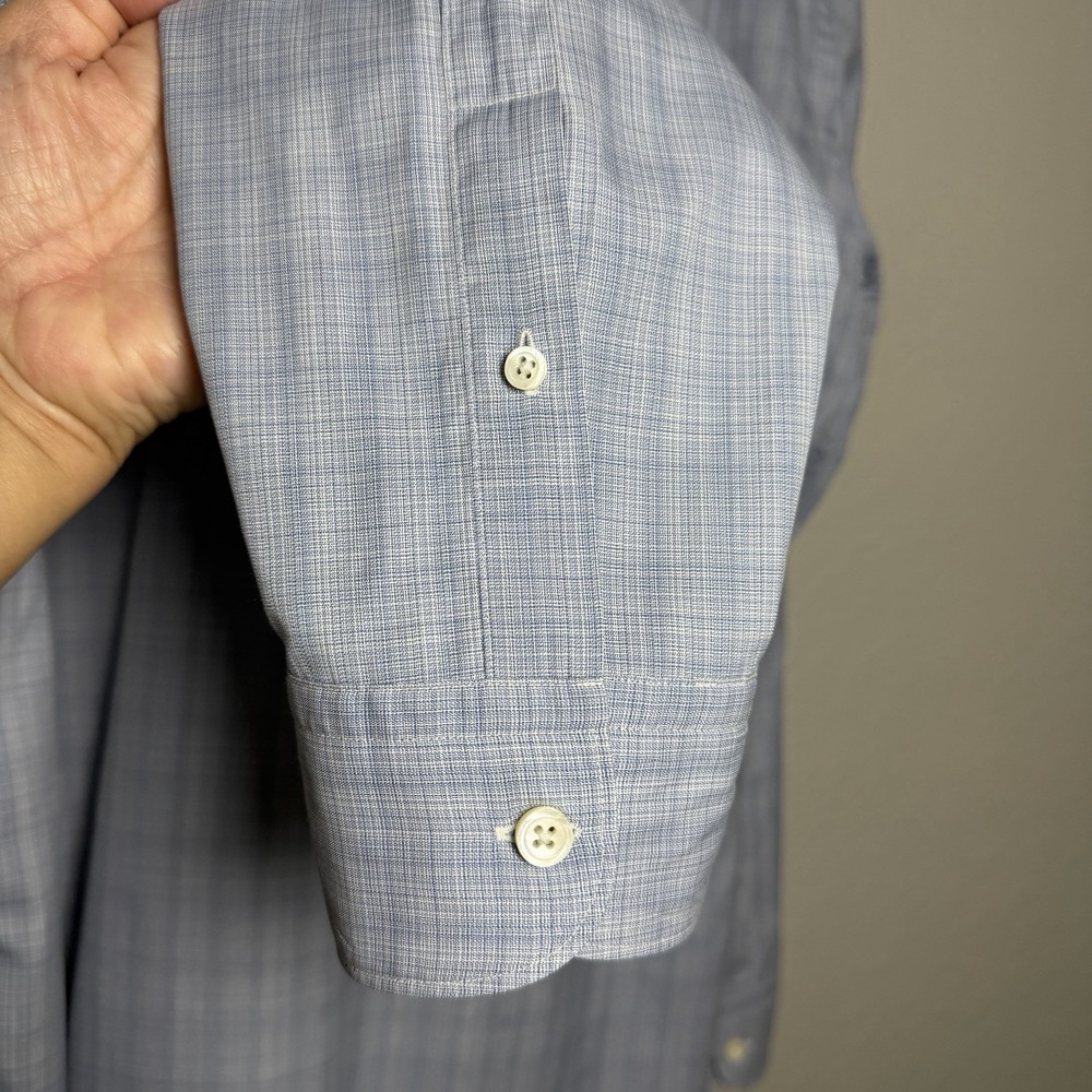Ermenegildo Zegna Mens Traveller XL Blue Check Luxury 100% Cotton Shirt Designer - Picture 11 of 12